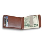 Franklin Jewelers Brown Leather Folding Card Case w/ Money Clip