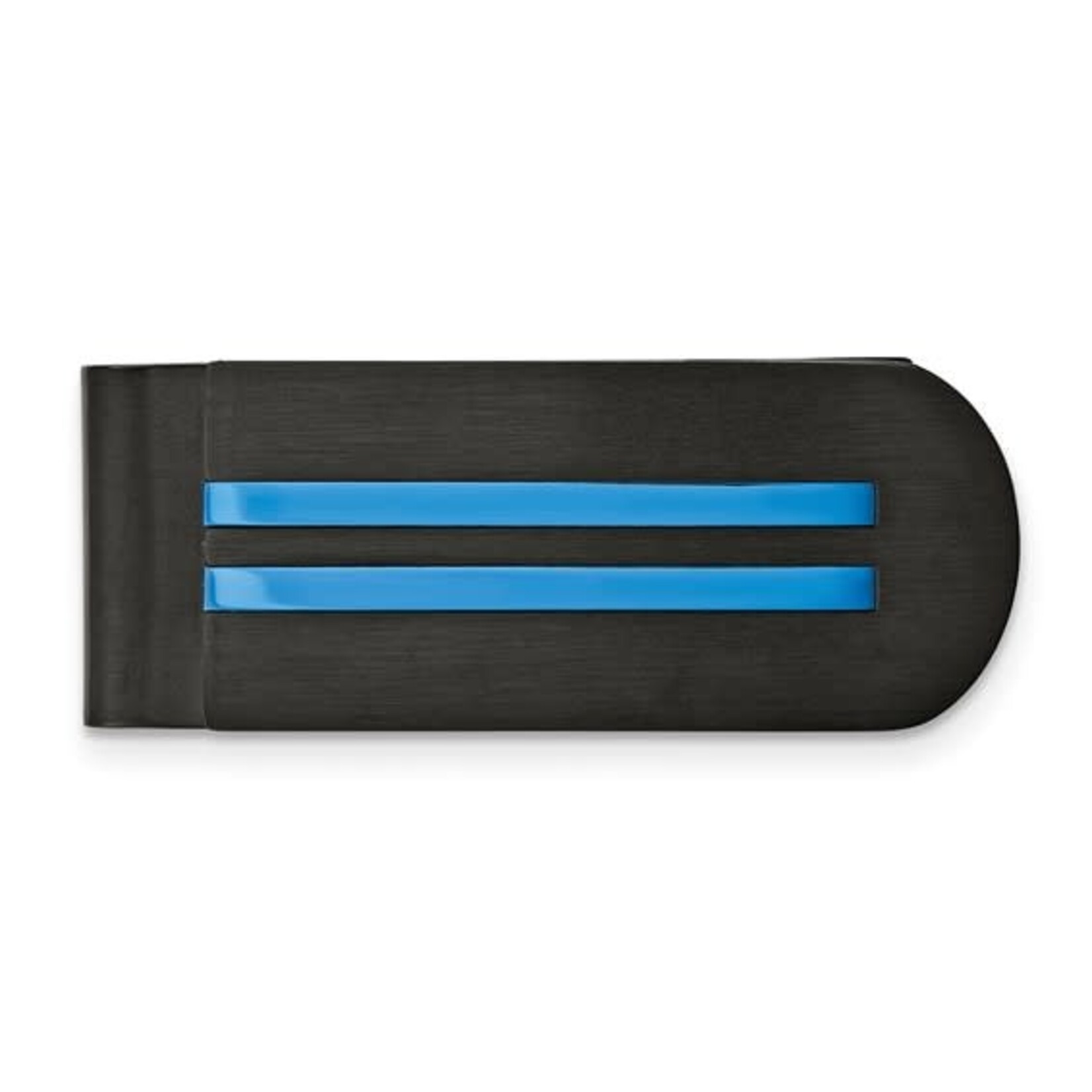 Franklin Jewelers Stainless Steel Brushed and Polished Black and Blue IP-plated Money Clip