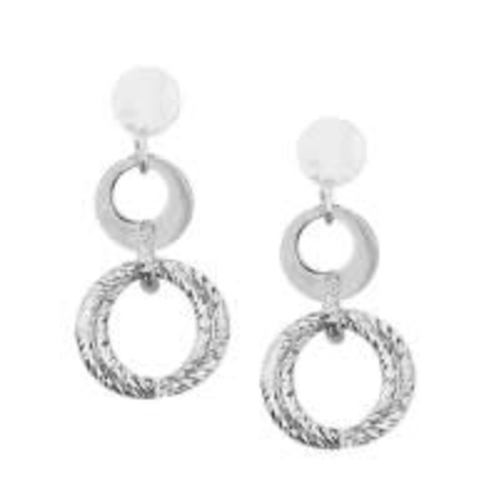 Frederic Duclos SS Smooth and Textured circle earrings