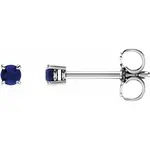 14K White Genuine Blue Sapphire 2.5mm Earrings