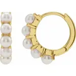 Franklin Jewelers 14kt Y Freshwater Cultured Pearl Huggie Hoop Earrings