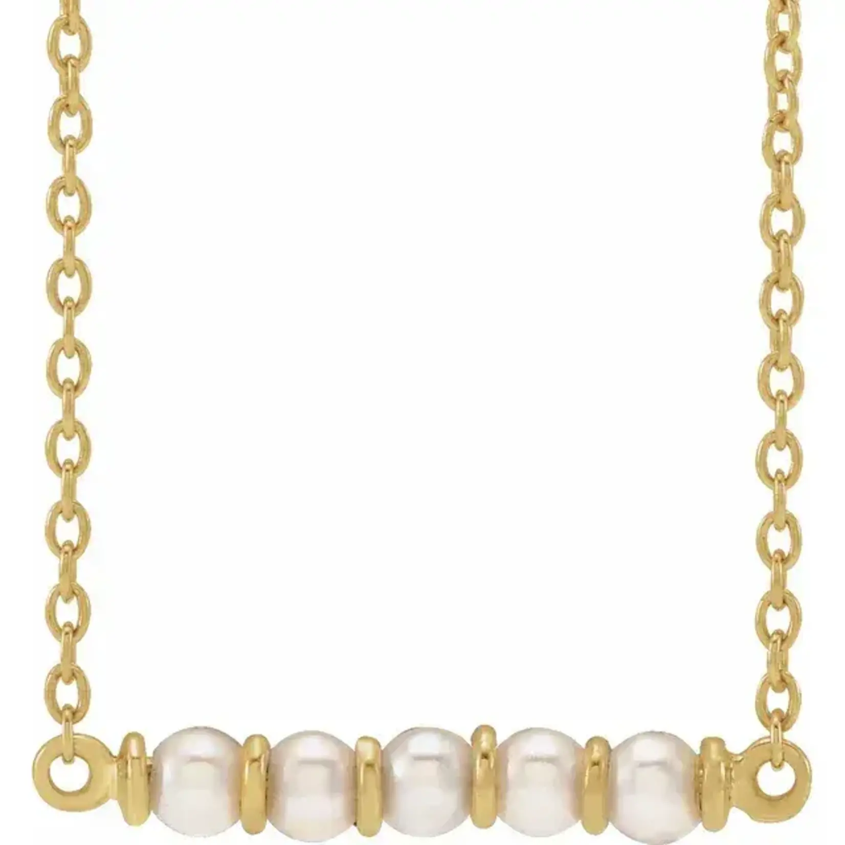 Franklin Jewelers 14K Yellow Cultured White Freshwater Pearl Bar 18" Necklace