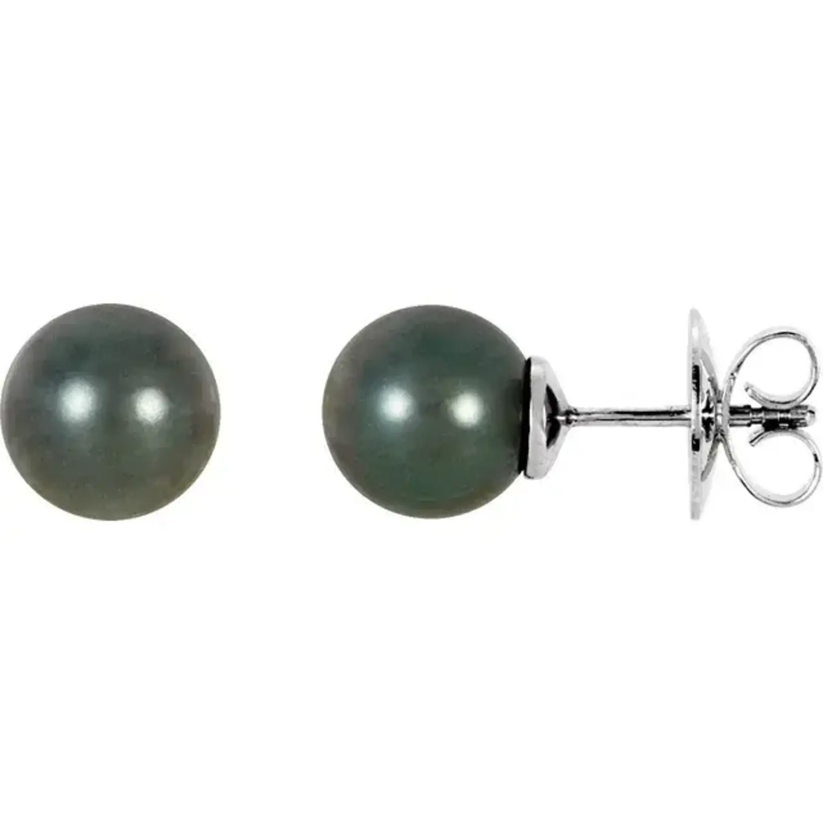 Franklin Jewelers 14kt PW 8 mm Cultured Gray Tahitian Pearl Earrings