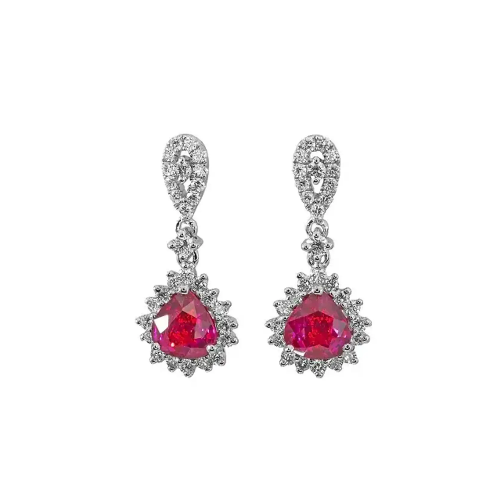 Jye International Inc 18ktW R1.07cttw, 0.71cttw Ruby and Diamond Earrings