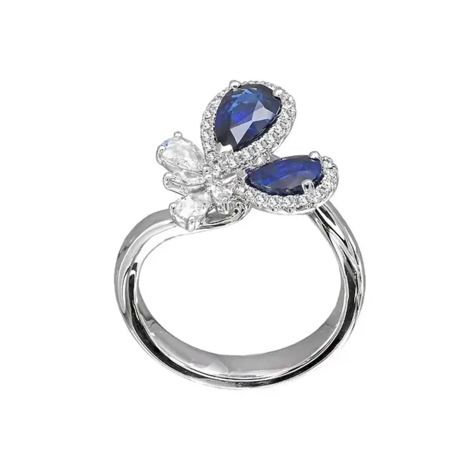 Jye International Inc 18ktPD Sapphire and Diamond Bow Style ring