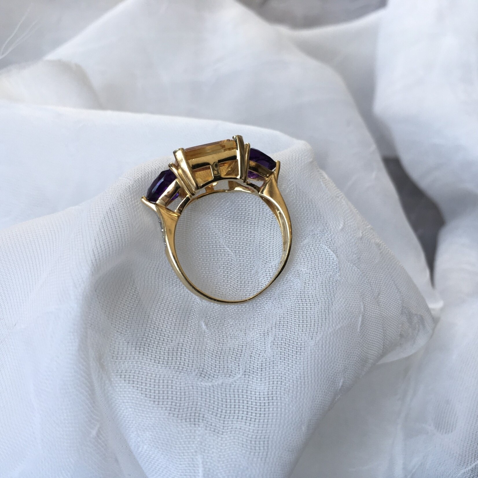 Franklin Jewelers 10k Citrine Amethyst and Diamond ring