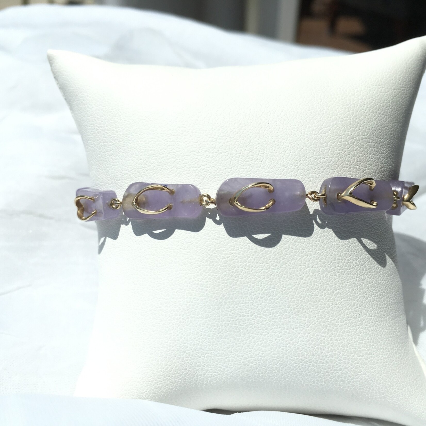 Franklin Jewelers 14kt Y Lavender Jade Flip Flop Bracelet