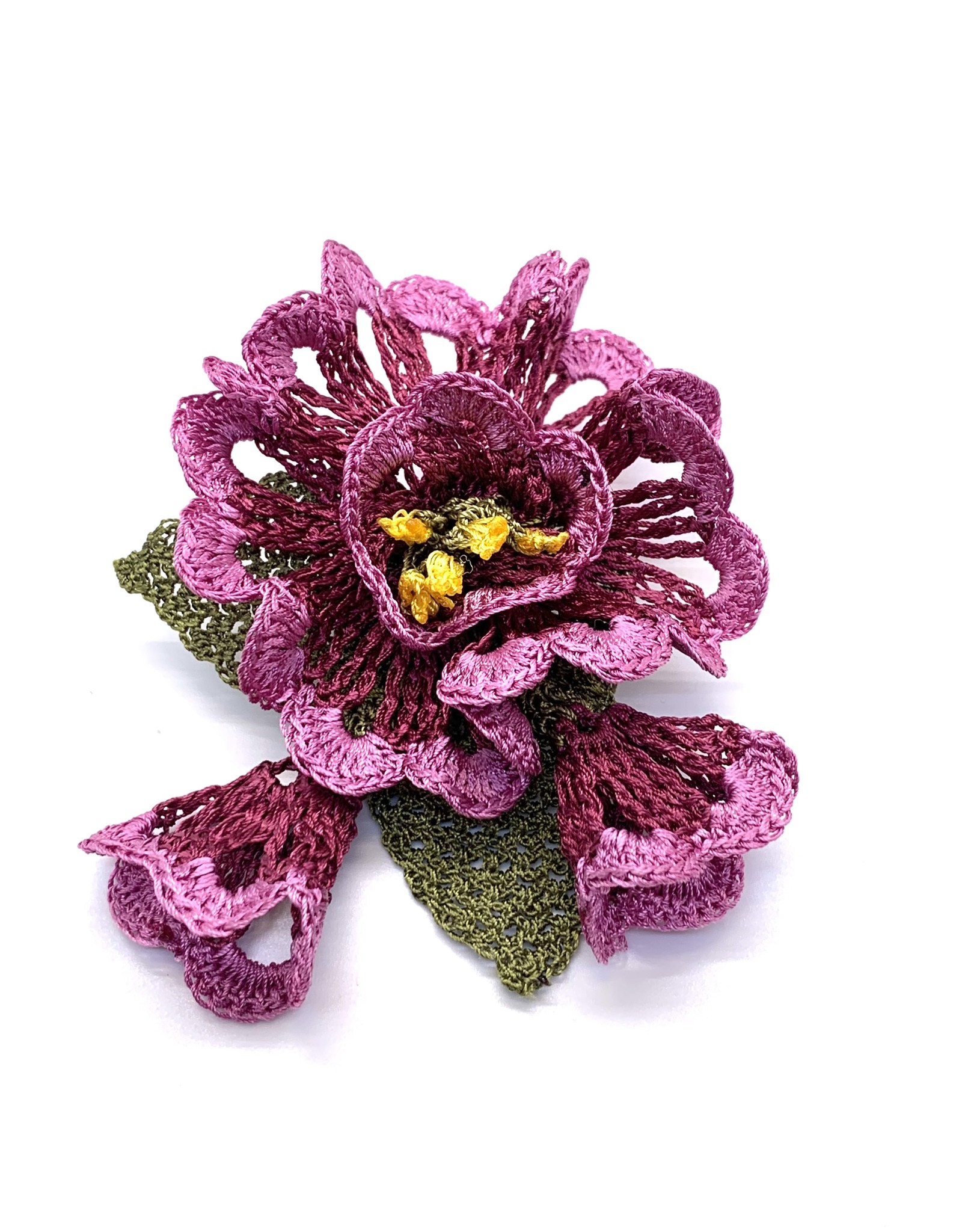 Brooch with Flowers Plum