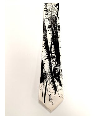 Birch Trees Black on Cream Necktie