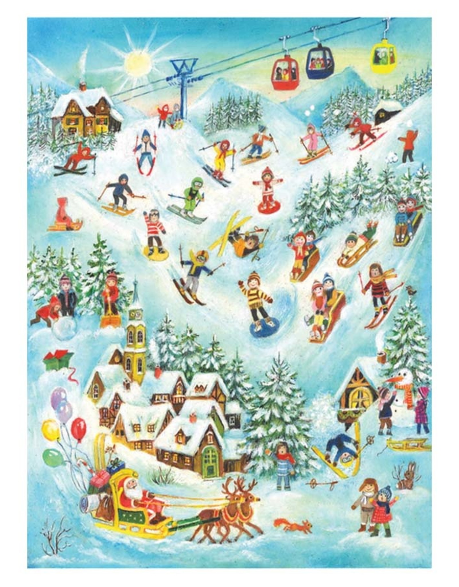 Santa And Skiers Advent Calendar