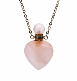 Rose Quartz Aromatherapy Heart Necklace