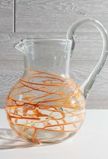 Handblown Orange Swirl Glass Pitcher