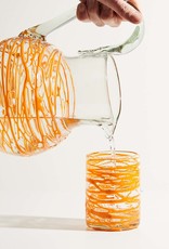 Handblown Orange Swirl Glass Pitcher