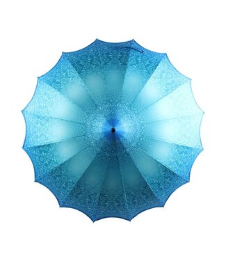 Teal Patterned Pagoda Umbrella