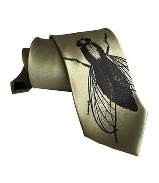 Black Fly on Sage Silk Necktie