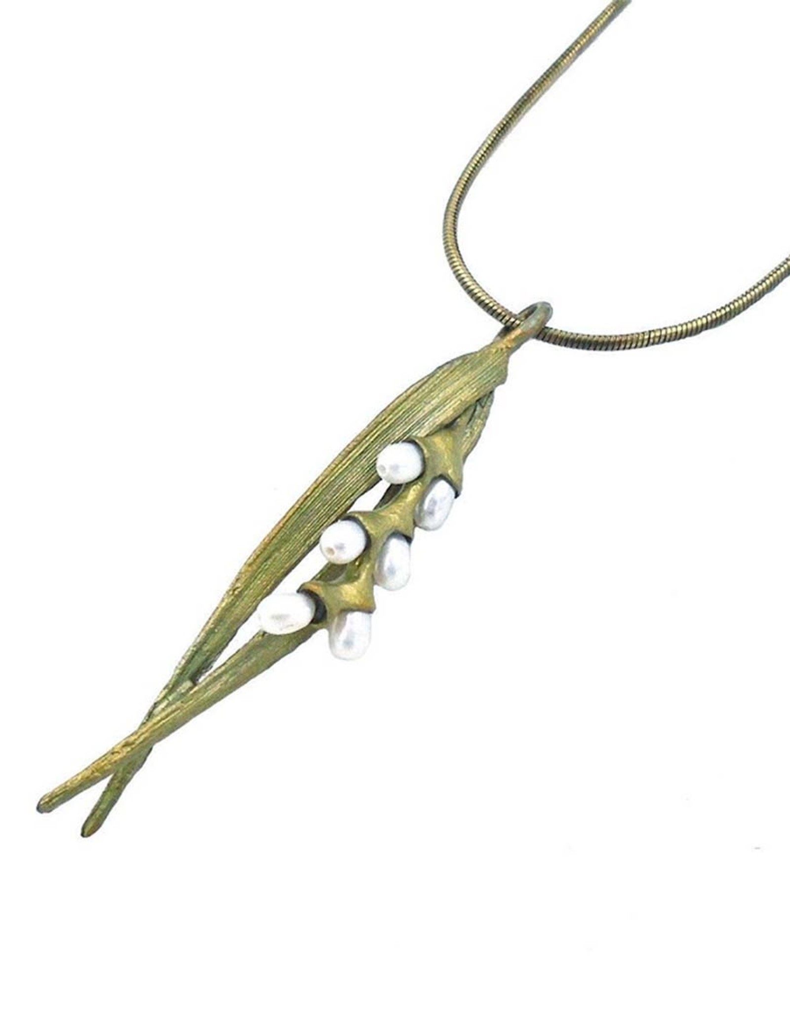 Rice Pearl Leaf Necklace