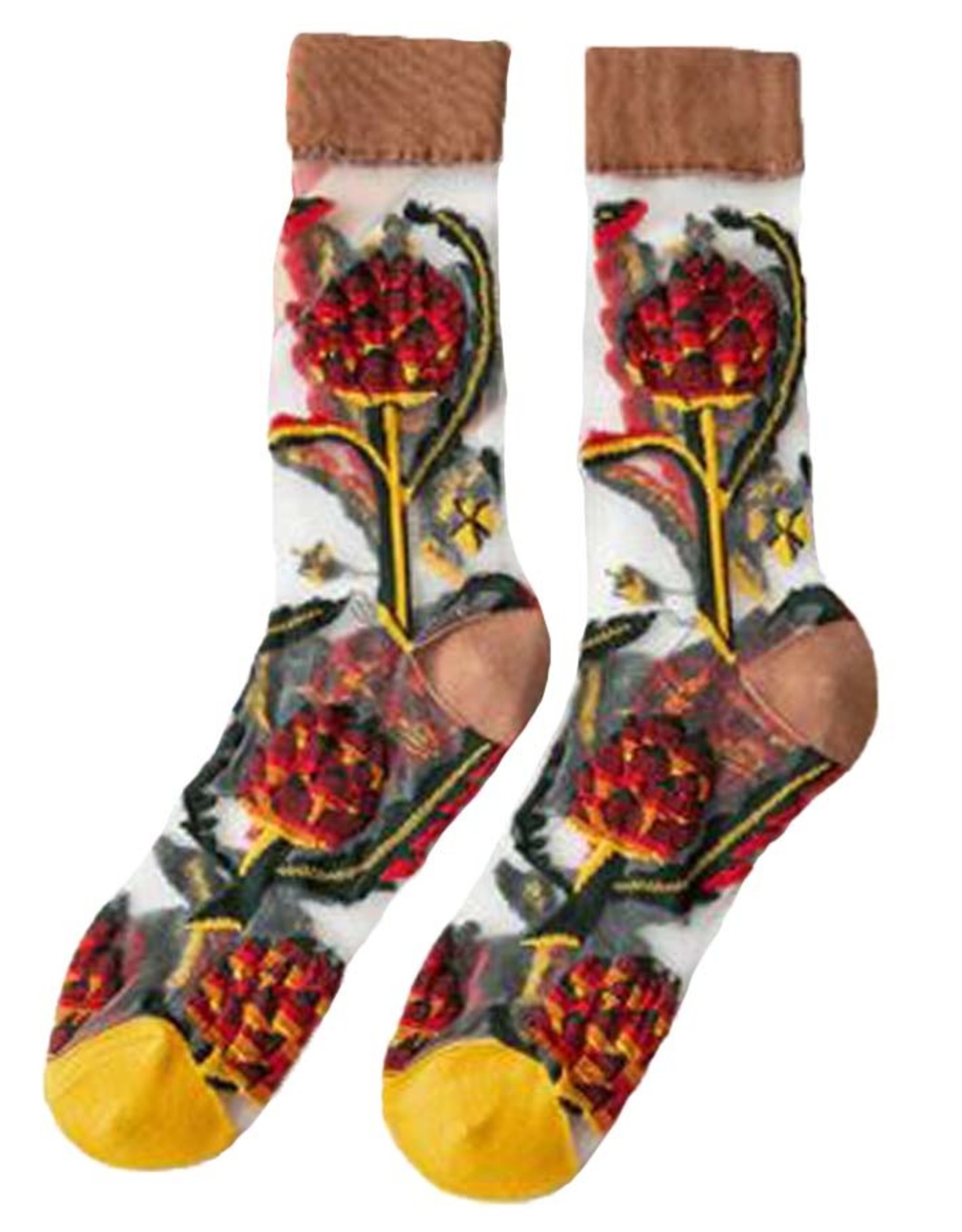 Red Artichoke Sheer Socks