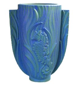 Blue-Green Seahorse Vase