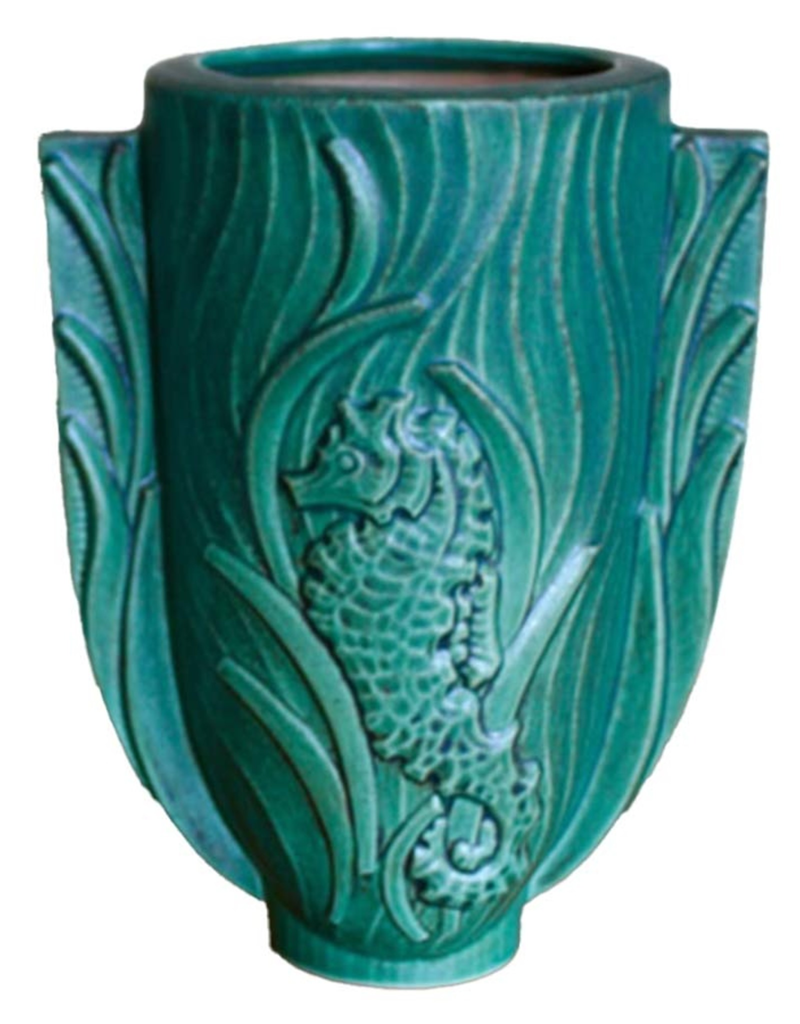 Pine Green Seahorse Vase