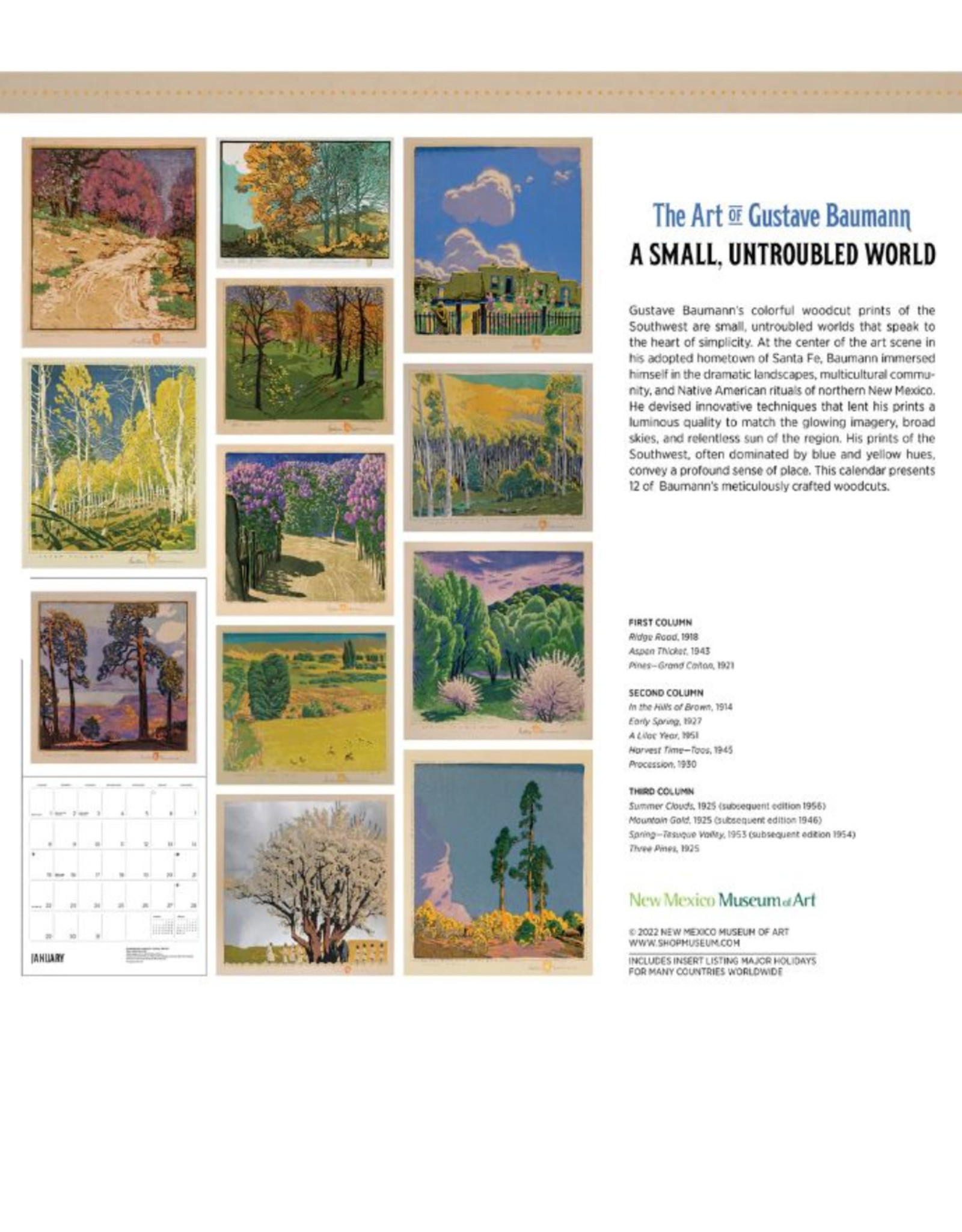 Gustave Baumann : A Small, Troubled World 2023 Calendar