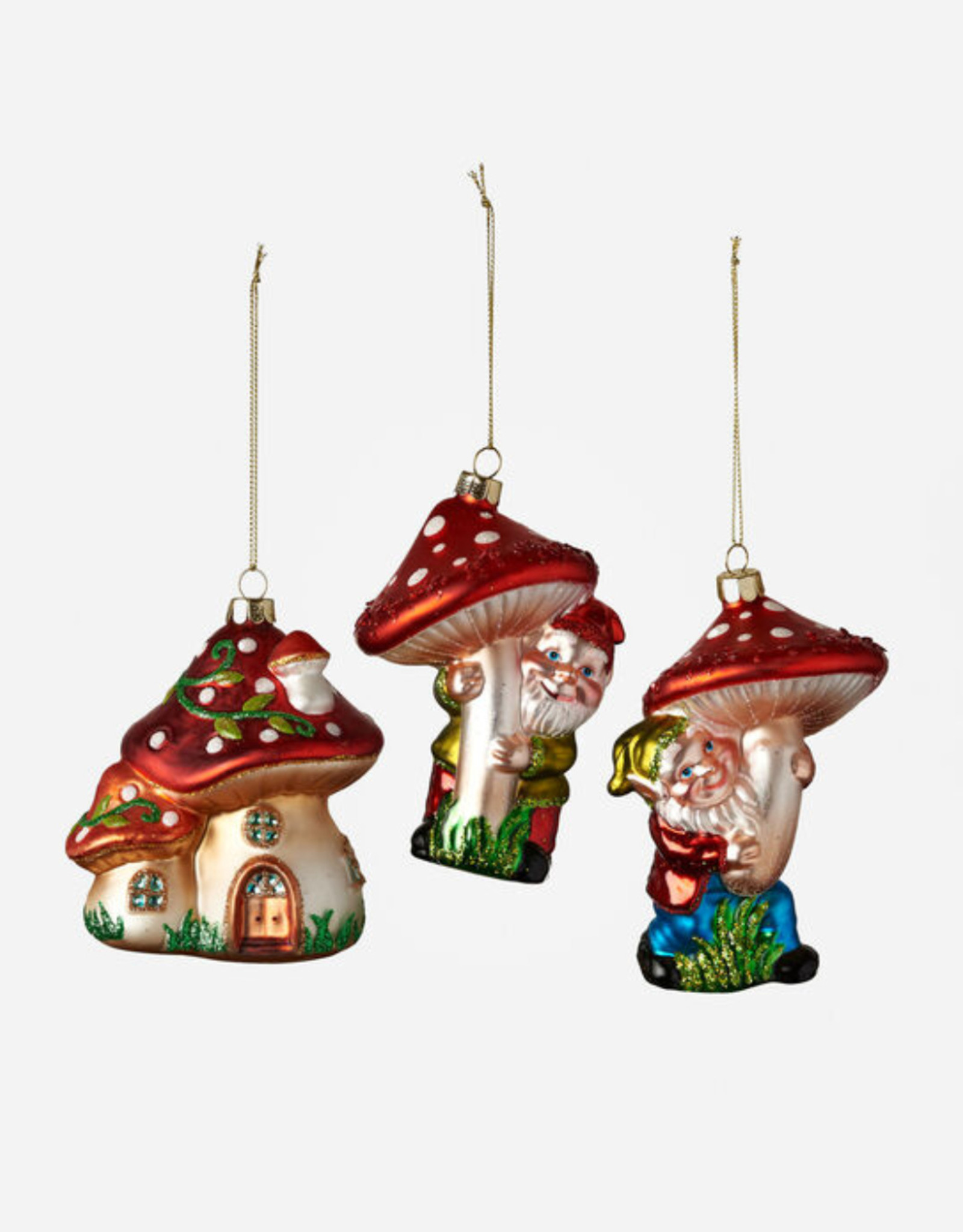 Assorted Mushroom and Gnome Ornament