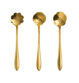 Gold Flower Spoons, Set of 3