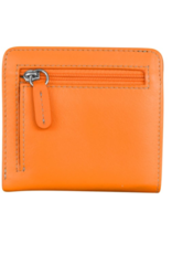 Bifold Leather Wallet in Papaya/Turquoise
