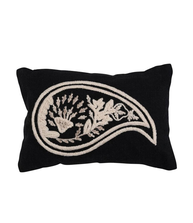 Embroidered Paisley Lumbar Pillow