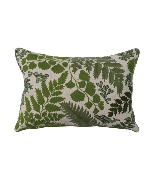 Embroidered Greenery Cotton Pillow