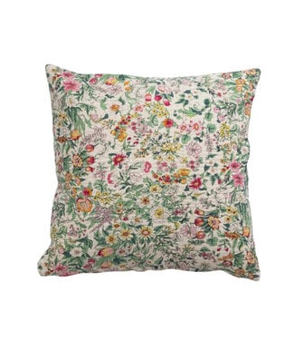 Kantha Stitch Floral Print Pillow