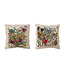 Embroidered Floral Pillow with Fringe