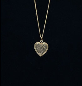 Vintage Gold Etched Heart Locket