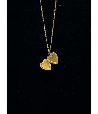 Vintage Gold Heart Locket with Unique Chain