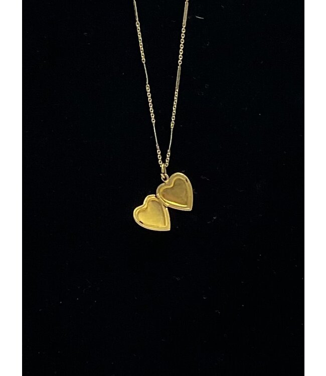 Vintage Gold Heart Locket with Unique Chain