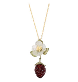 Strawberry Flower Pendant Single Drop Necklace
