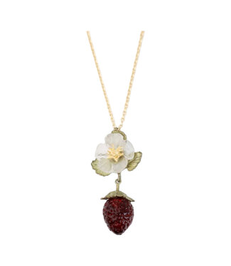 Strawberry Flower Pendant Single Drop Necklace