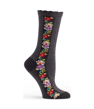 Heather Charcoal Nordic Stripe Socks (Women's Sizing)