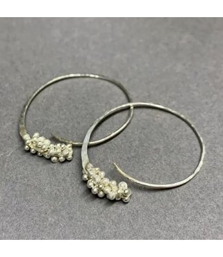 Blooming Hoop Earrings in Silver