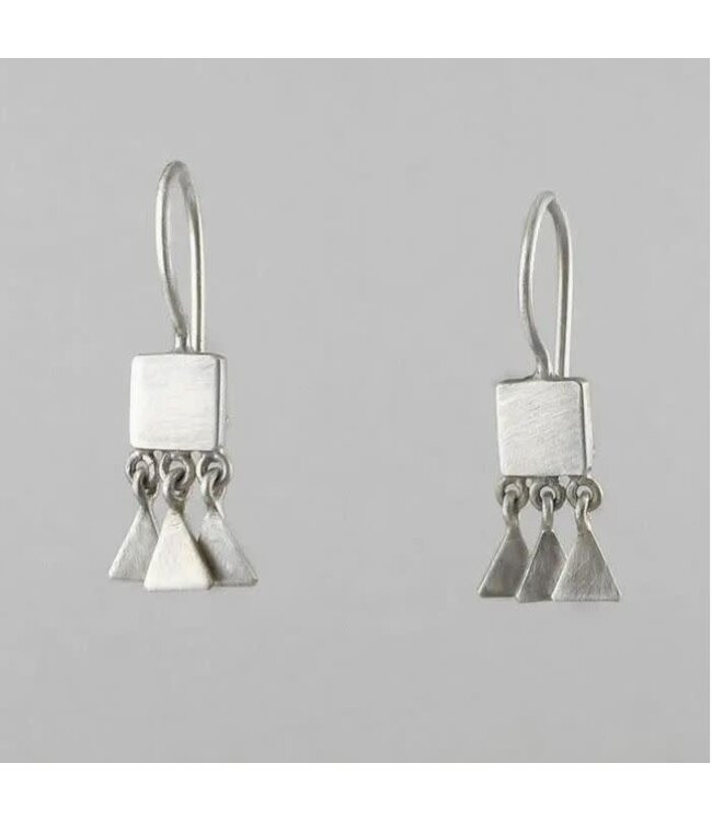 Triangle Drop Earrings in Silver