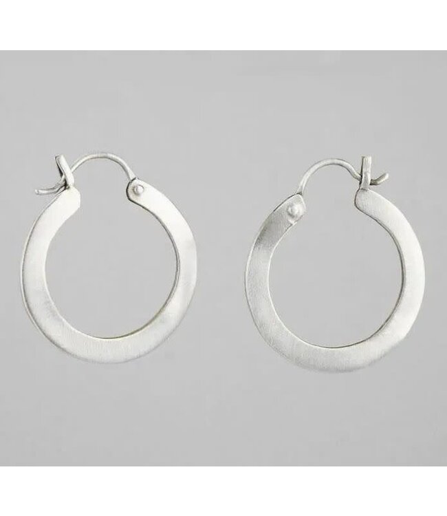 Satin Finish Hoop Earrings in Silver