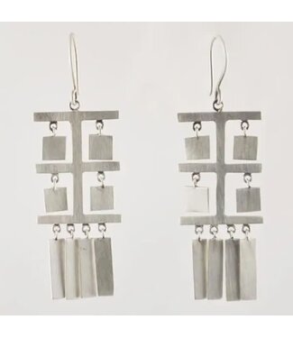 Tibetan Prayer Flag Earrings in Silver