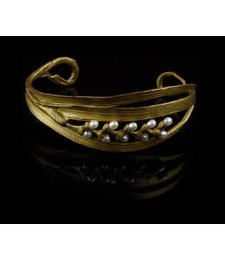 Rice Leaf Pearl  Cuff Bracelet