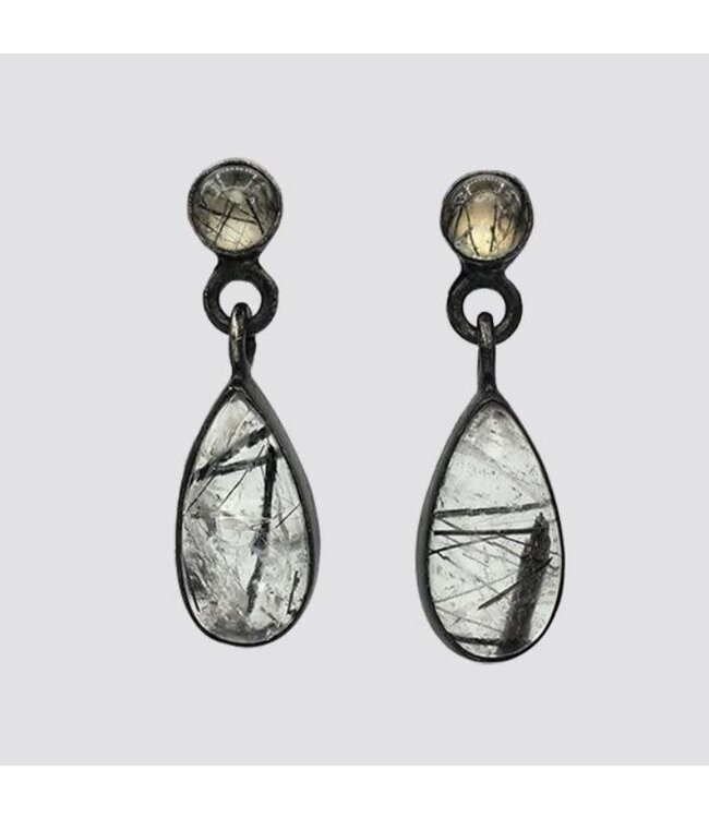 Tourmalinated Quartz Teardrop Earrings