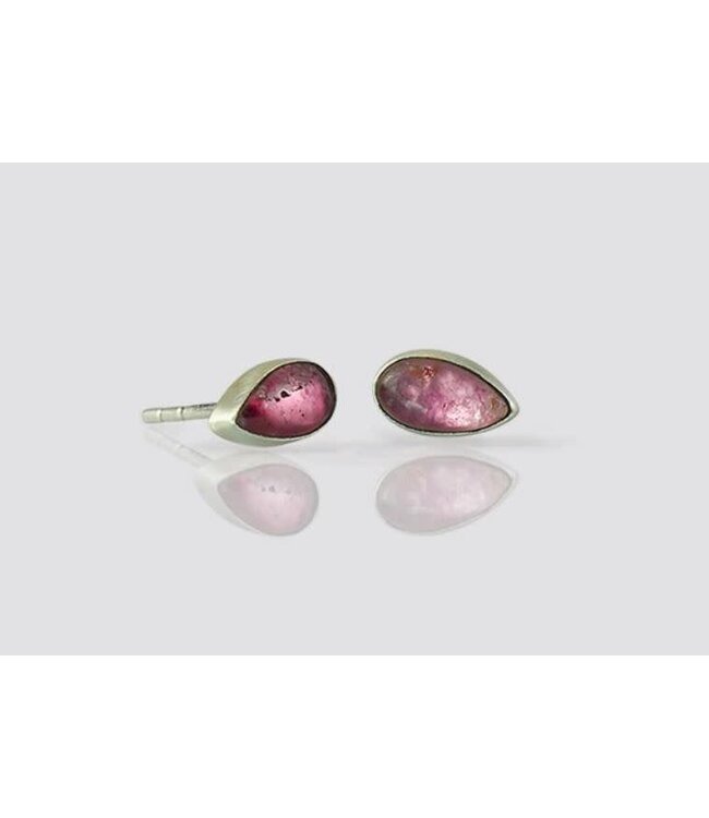 Pink Tourmaline Teardrop Studs