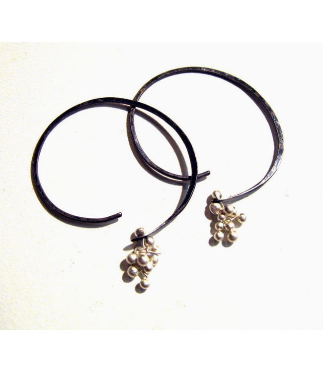 Soft Hoops in Oxidized Silver