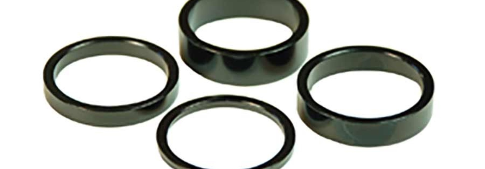 Wheels Manufacturing, Headset Spacer, 1-1/8'', Height: 2.5mm/5mm/7.5mm/10mm, Aluminum, Black, 4pcs