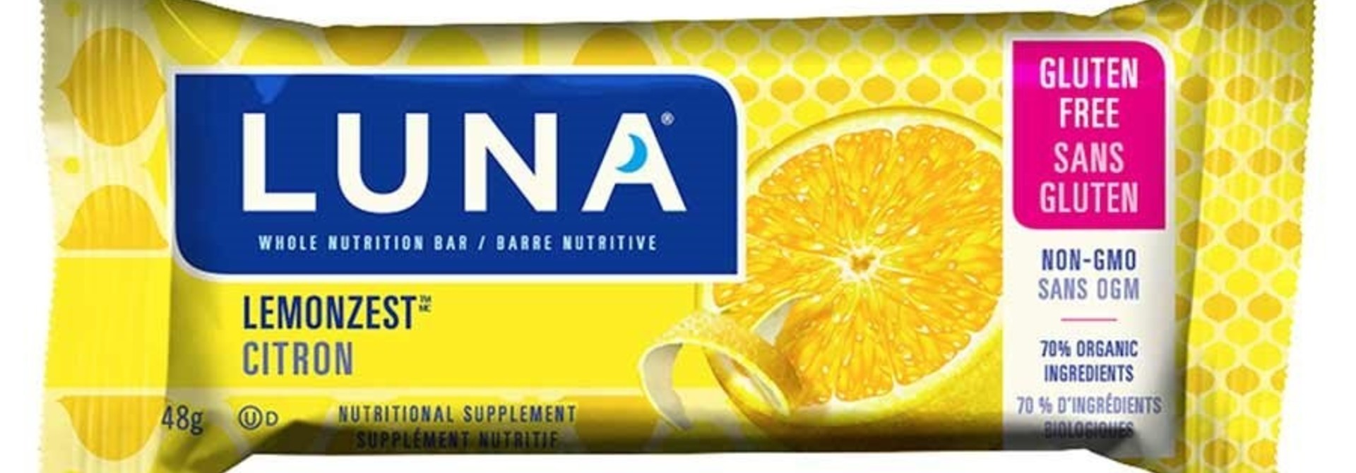 Clif, Luna, Energy bar, Lemon Zest, 15x48g