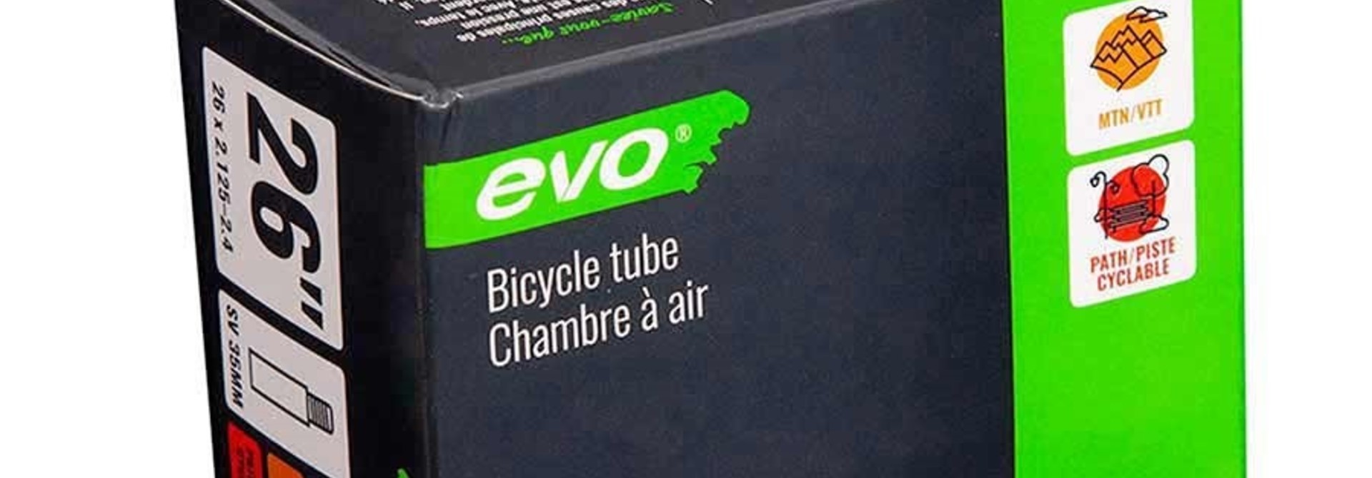 EVO, Tube Enduro/DH 1.5mm, Schrader, Length: 48mm, 26'', 2.125-2.40