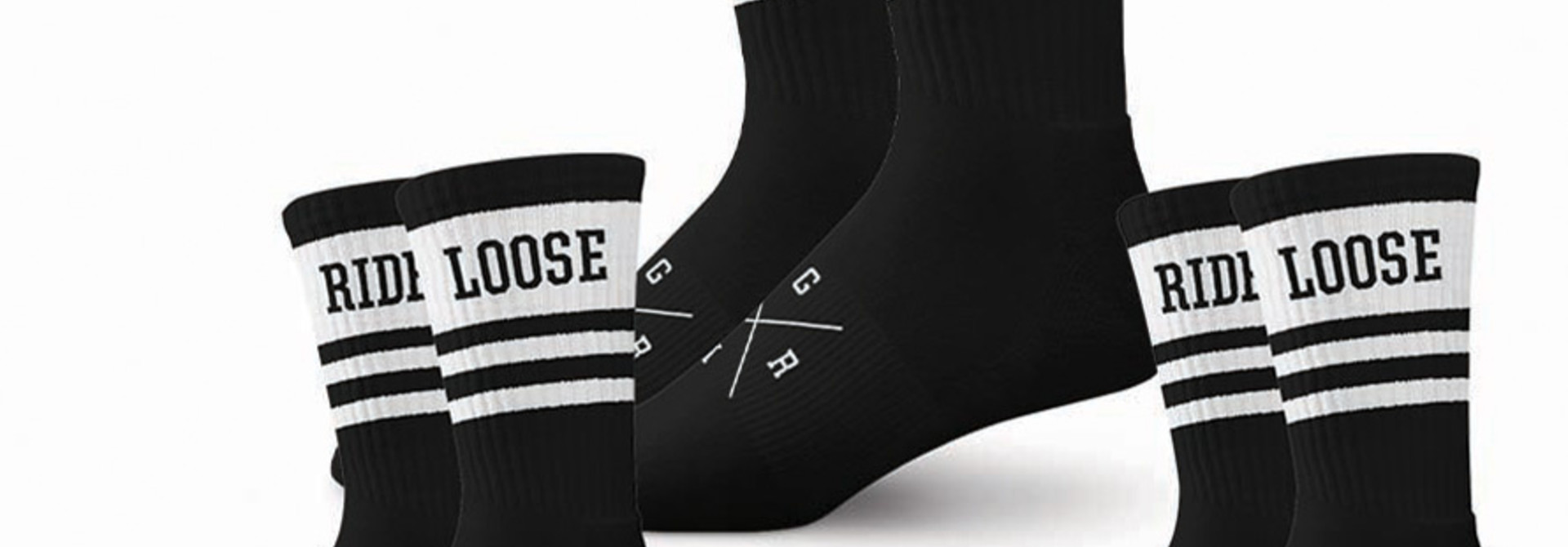Loose Riders Socks - 3 Pack Black and White Stripe
