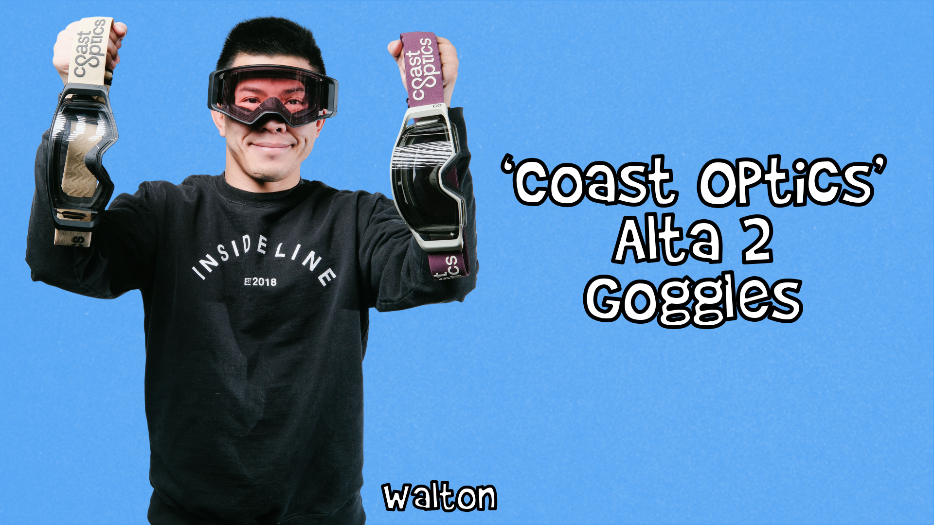 Walton juggling 3 sets of Coast Optics goggles